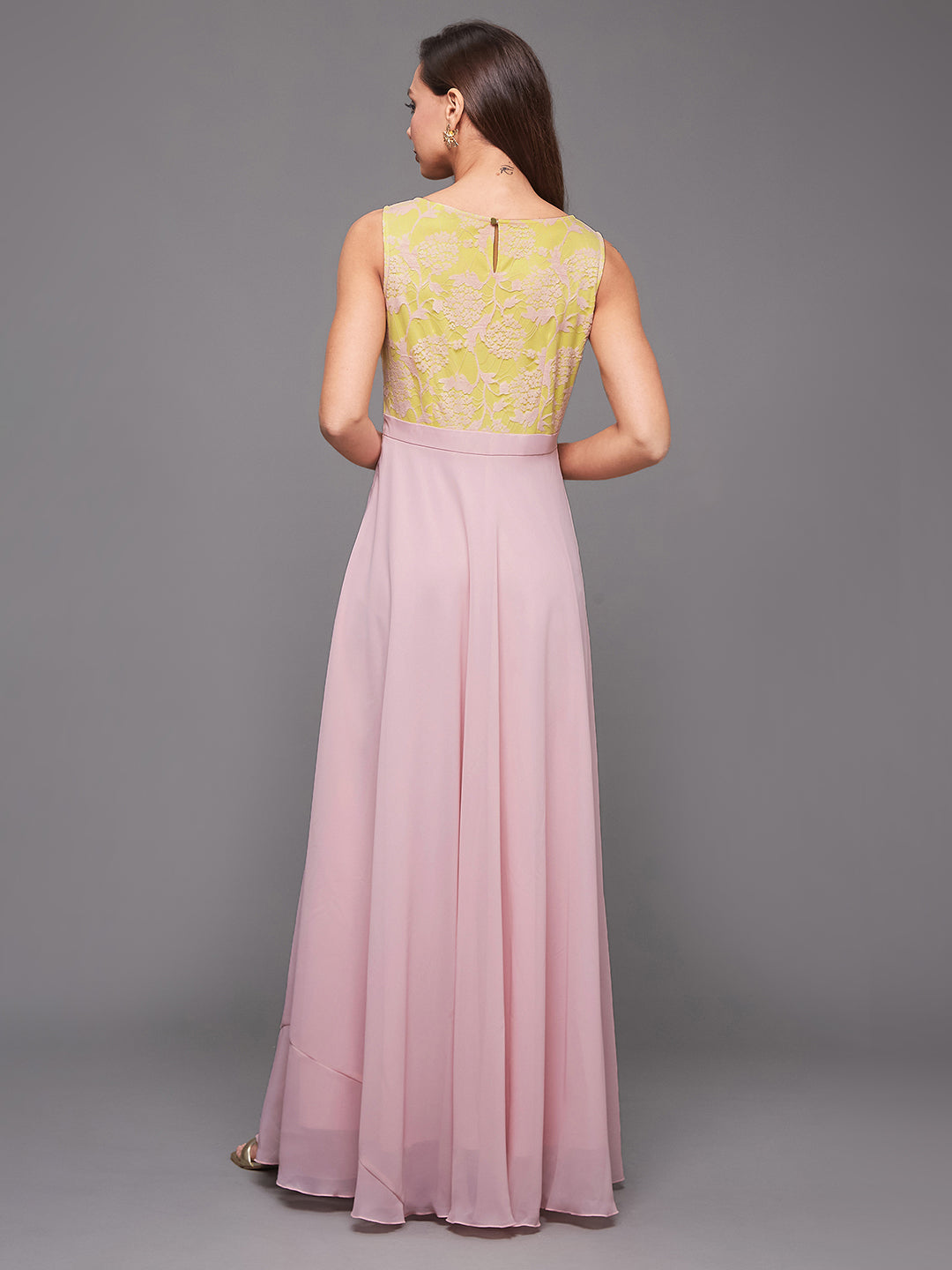 Dusty Pink Sleeveless Fit and Flare Lace Dress for Women