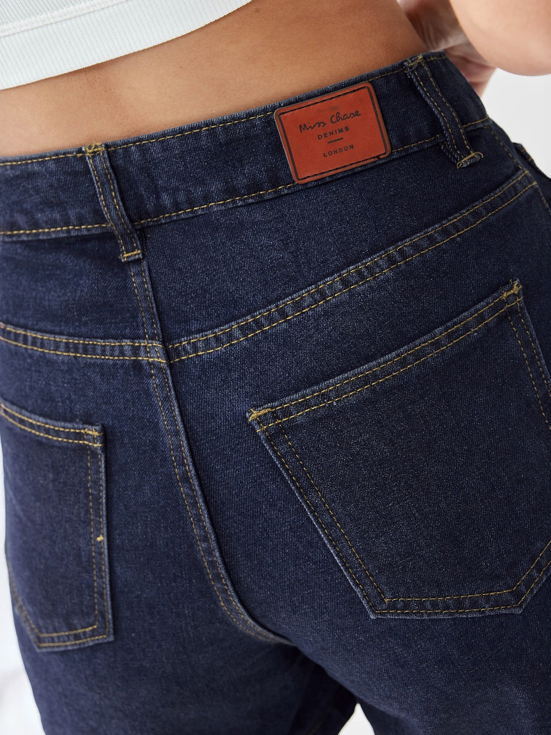Dark Blue Flared High-Rise Denim Shorts for Women