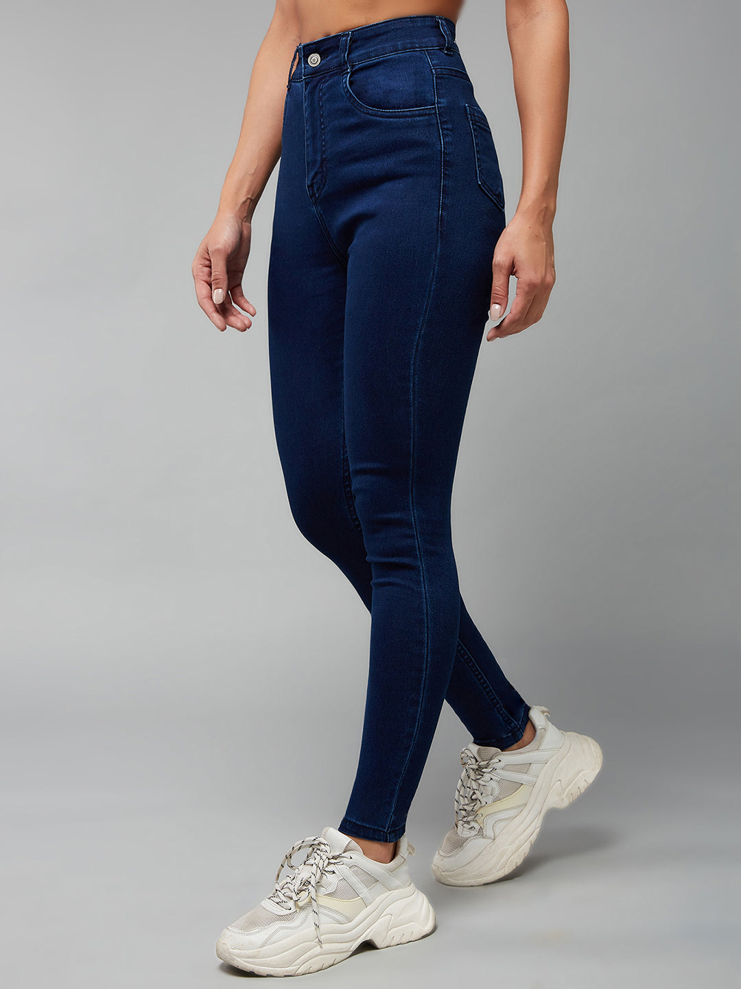 24/7 Comfort Navy-Blue Skinny High-Rise Stretchable Denim Jeans