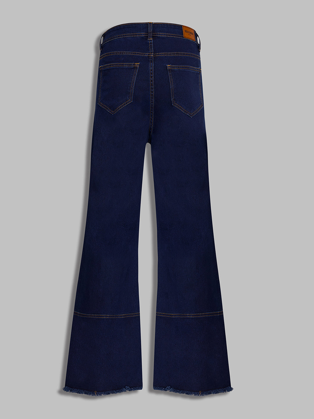 Women's Navy Blue Wide-Leg High-Rise Stretchable Denim Jeans