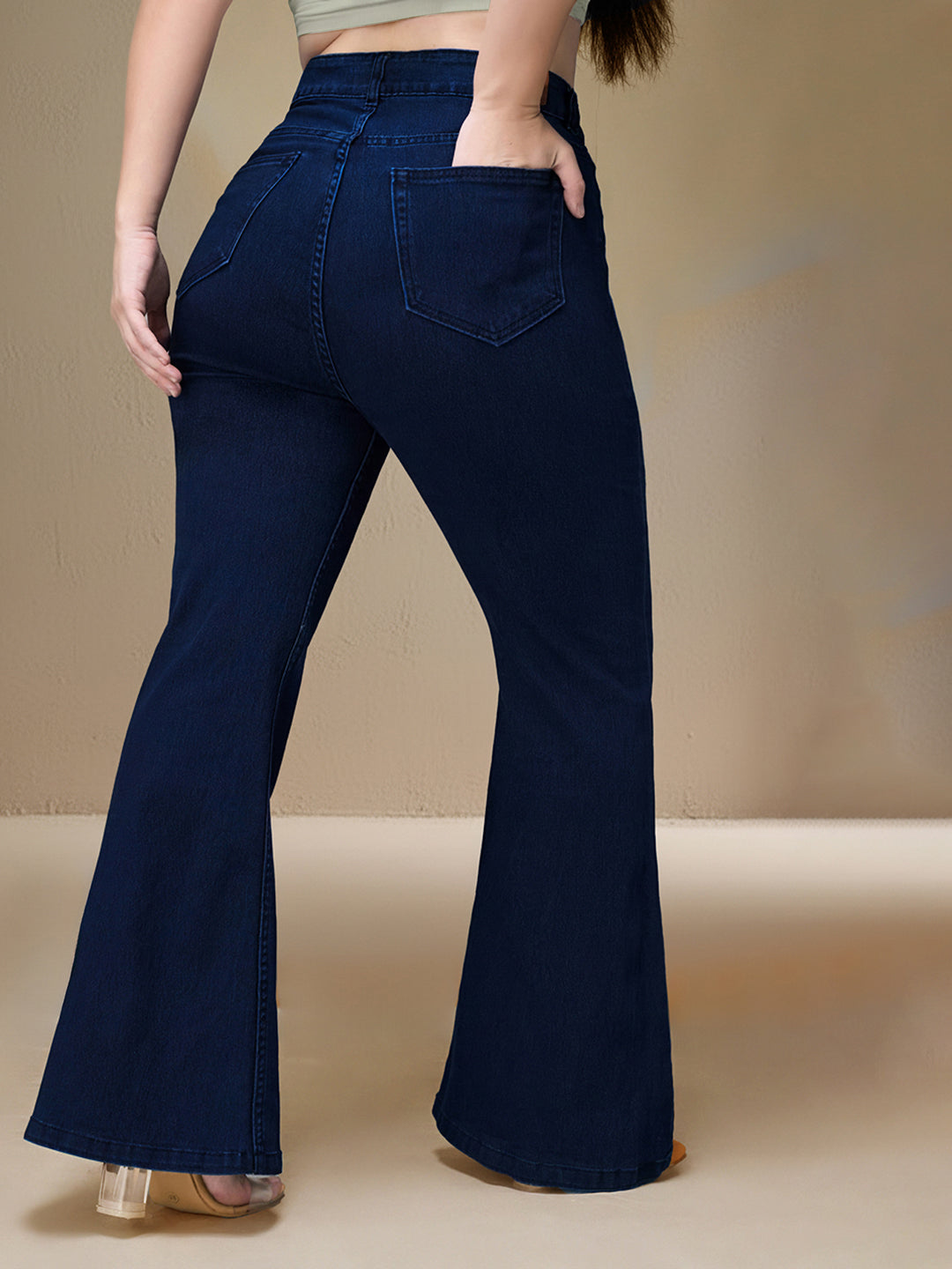 CHASEshape™ Navy Blue Bootcut High Rise Stretchable Denim Jeans for Women