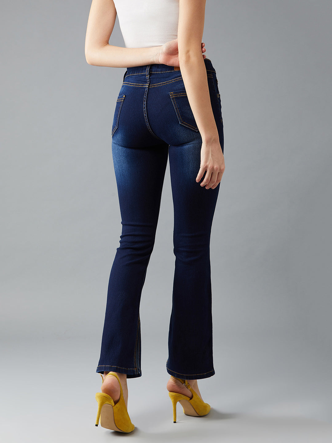 24/7 Comfort Retro Blue Bell-Bottom Bootcut Hourglass Mid-Rise Stretchable Denim Jeans