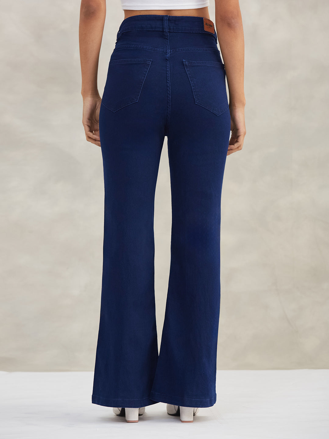 Women's Navy Blue Bootcut High-Rise Stretchable Shaping Denim Jeans