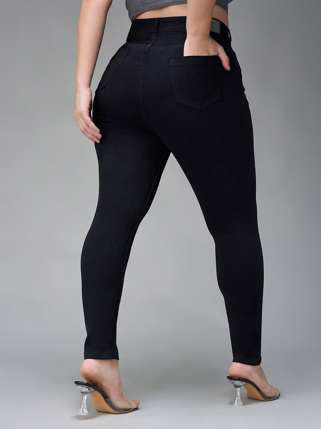 24/7 Comfort Black Skinny High-Rise Stretchable Denim Jeans