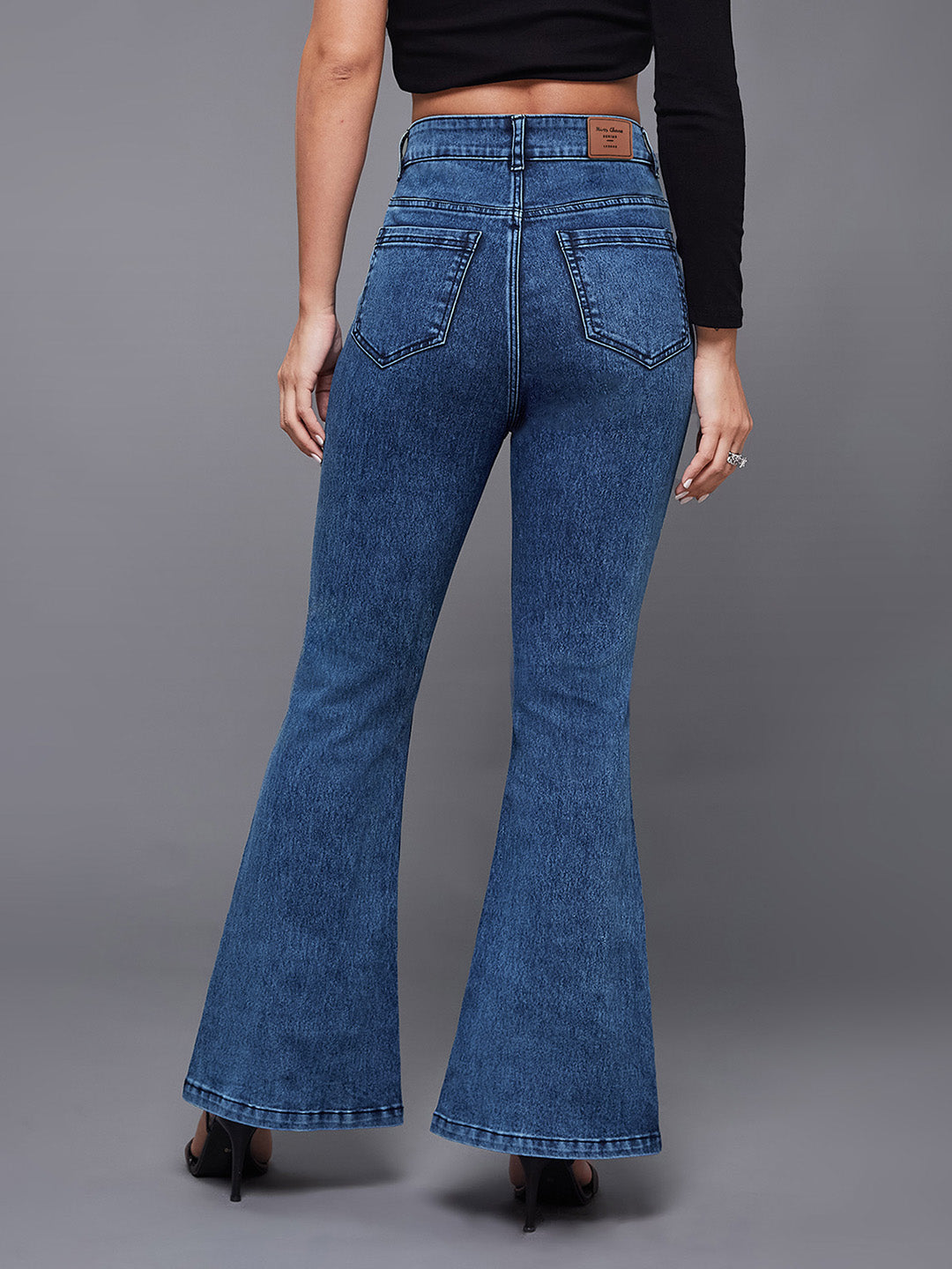 24/7 Comfort Navy-Blue Bootcut High-Rise Stretchable Denim Bootcut Jeans