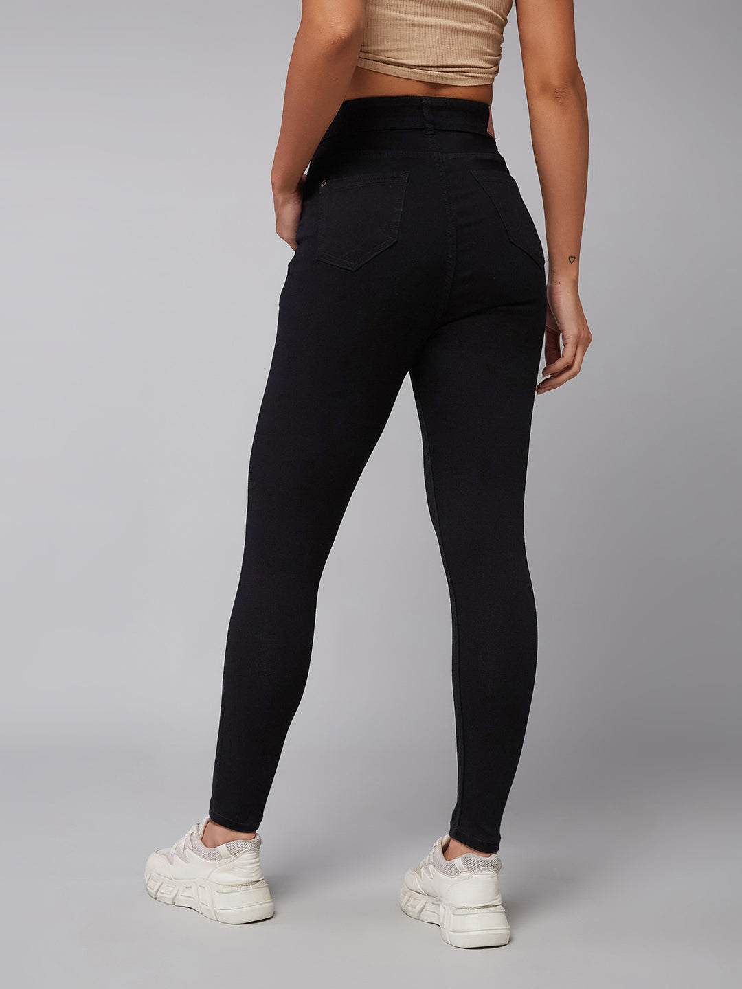 24/7 Comfort Black Skinny-Fit High-Rise Cropped-Length Stretchable Denim Jeans