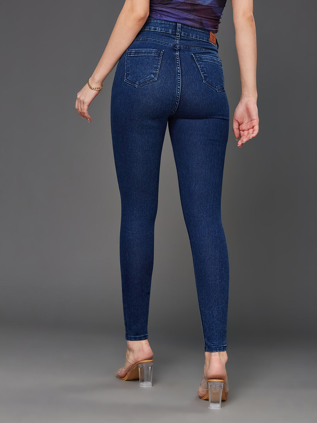 CHASEstretch™ Women's Blue Skinny-Fit High-Rise Cropped Stretchable Denim Jeans