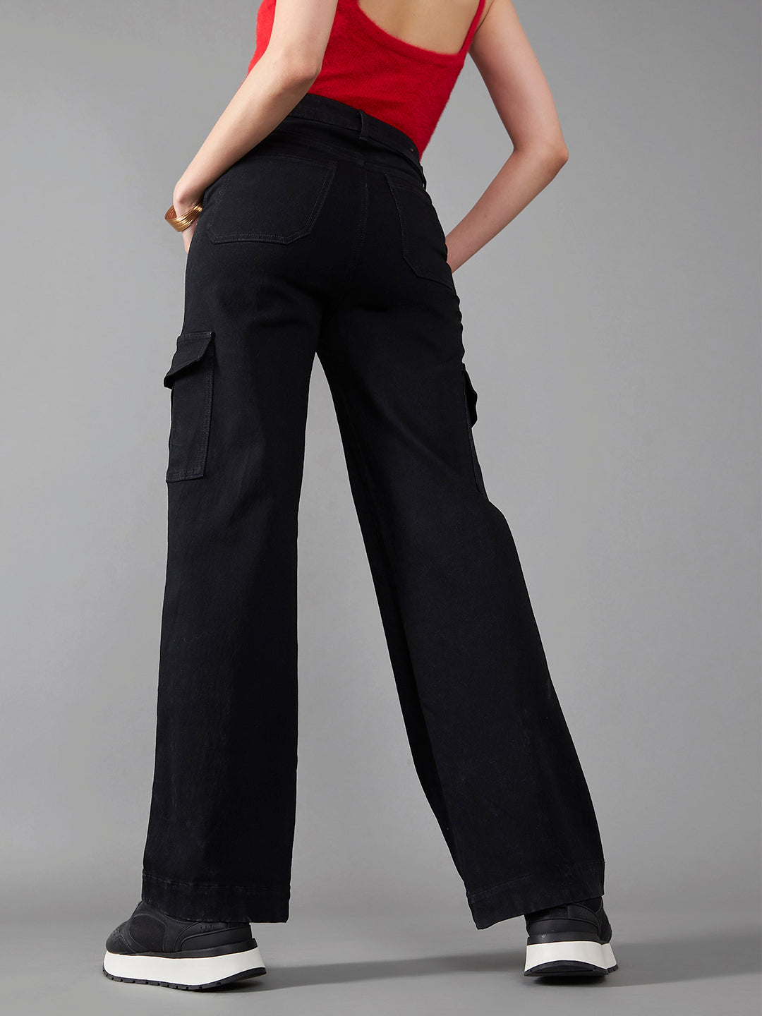 24/7 Comfort Blue Wide-Leg High-Rise Clean-Look Regular Stretchable Denim Jeans