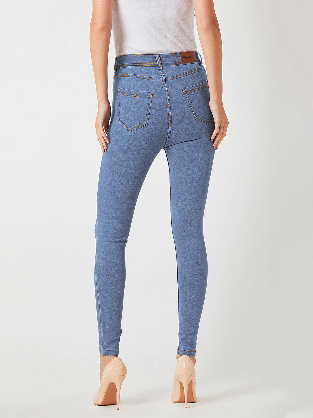 24/7 Comfort Blue Skinny-Fit High-Rise Midly-Distressed Stretchable Denim Jeans