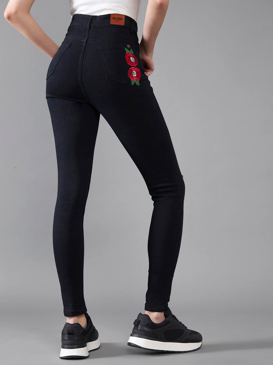 24/7 Comfort Black High-Rise Mild Distress Stretchable Denim Jeans