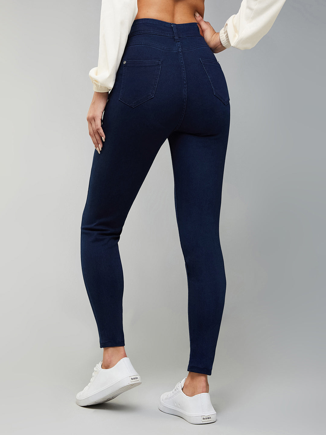 CHASEstretch™ Navy-Blue Skinny-Fit High-Rise Cropped-Length Denim Jeans