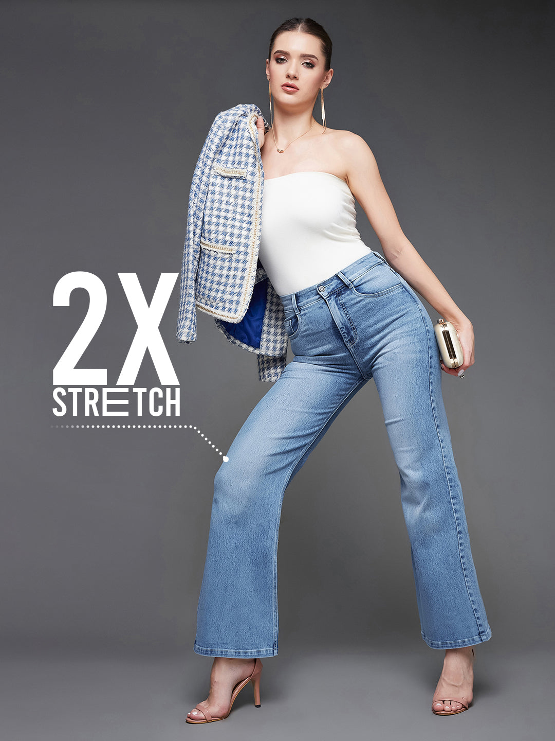 CHASEstretch™ Light Blue Wide-Leg High-Rise Stretchable Denim Jeans