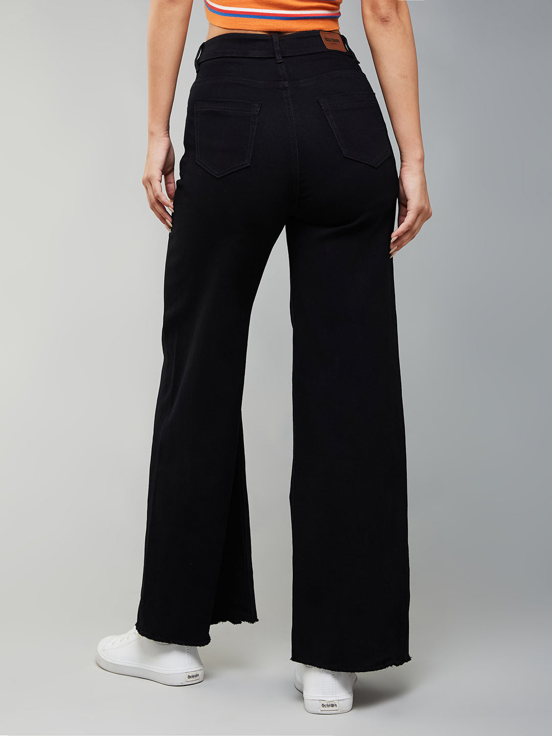 24/7 Comfort Black High-Rise Stretchable Wide-Leg Denim Jeans