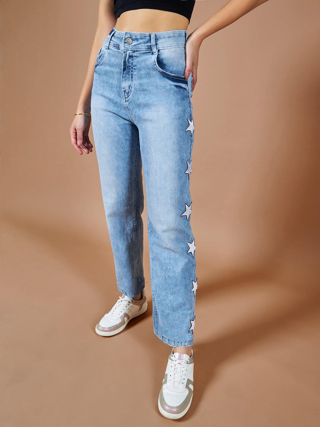 24/7 Comfort Light Blue Slim-Fit High-Rise Stretchable Denim Jeans