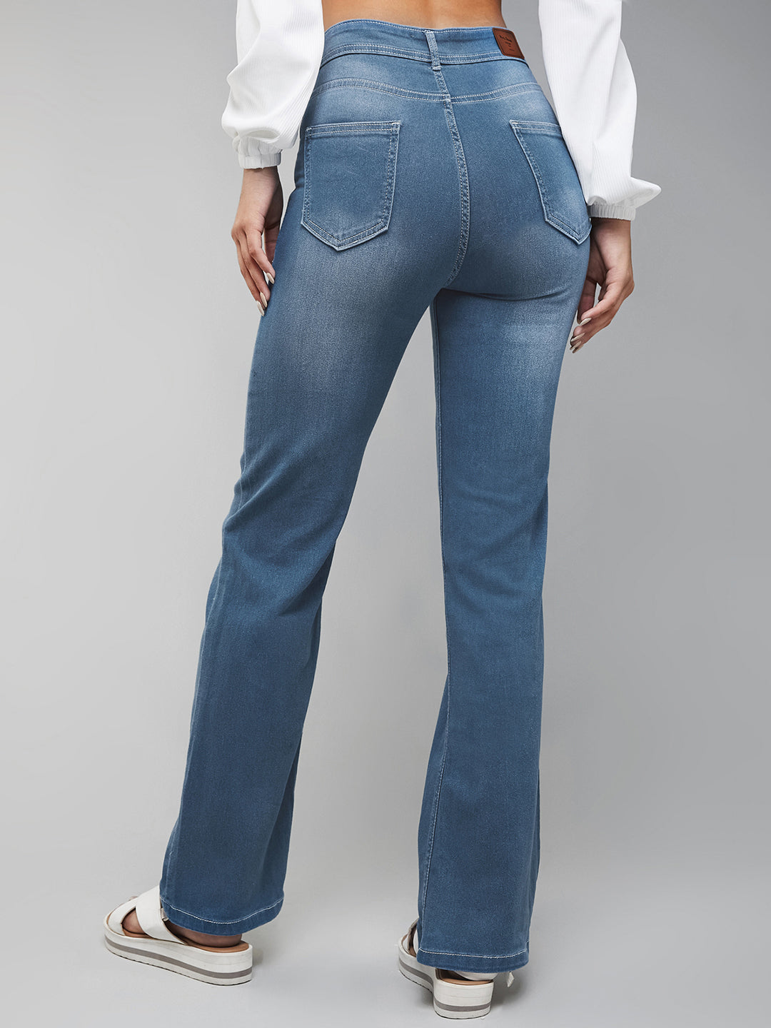 24/7 Comfort Light Blue Wide-Leg Mid-Rise Light weight Denim Jeans
