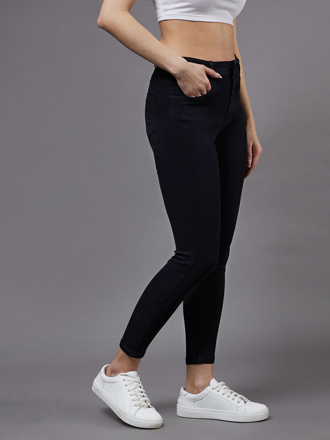 24/7 Comfort Black Skinny High-Rise Stretchable Denim Jeans