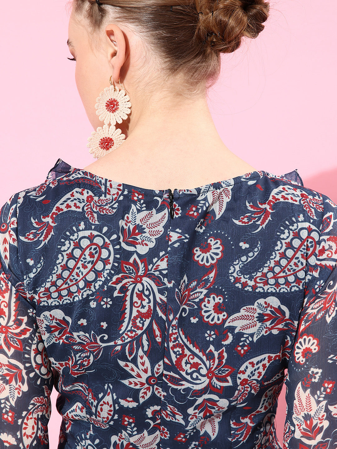 Multicolored-Base-Navy Blue dress — Miss Chase India