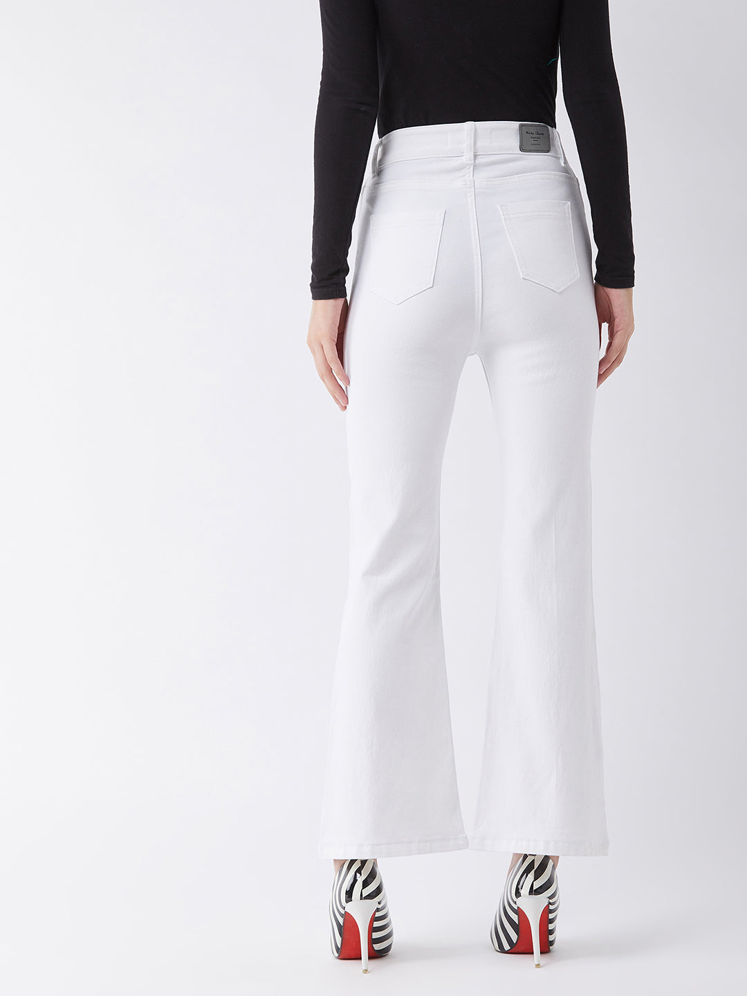 24/7 Comfort White Bell-Bottom Bootcut Hourglass High-Rise Stretchable Denim Jeans