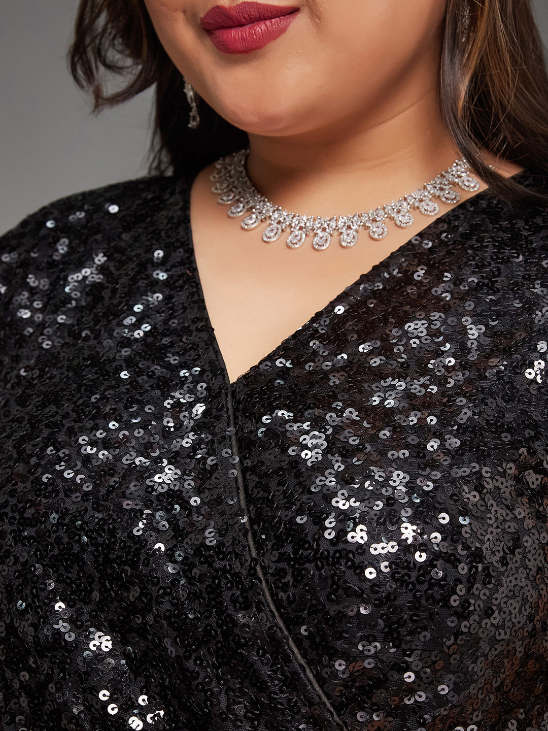 Black Sleeveless Fit and Flare Sequinned Maxi Dress Long Dress Gown for Women | Life of the Party Collection