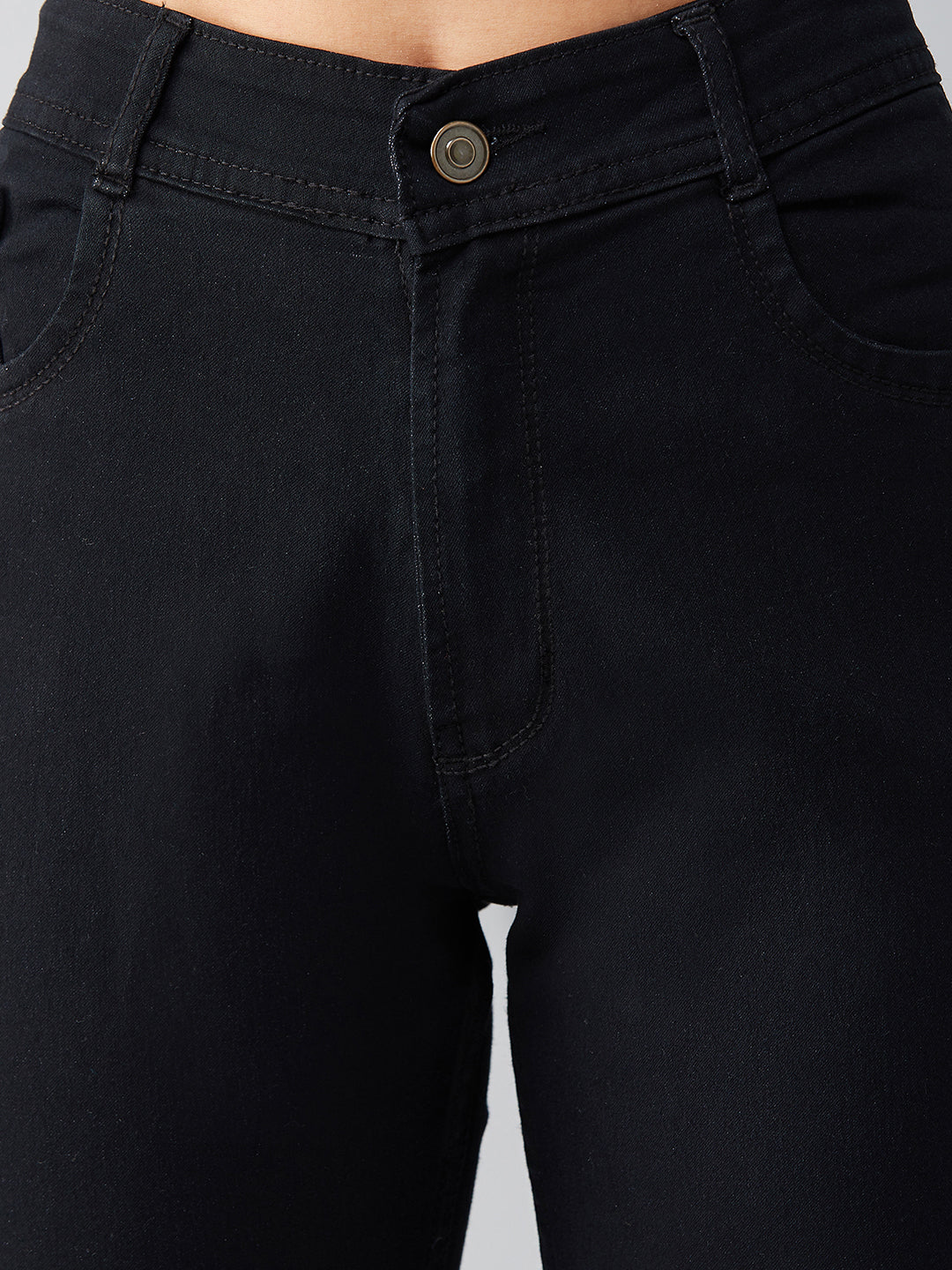 Women's Black Slim High-Rise Clean-Look Denim Jeans