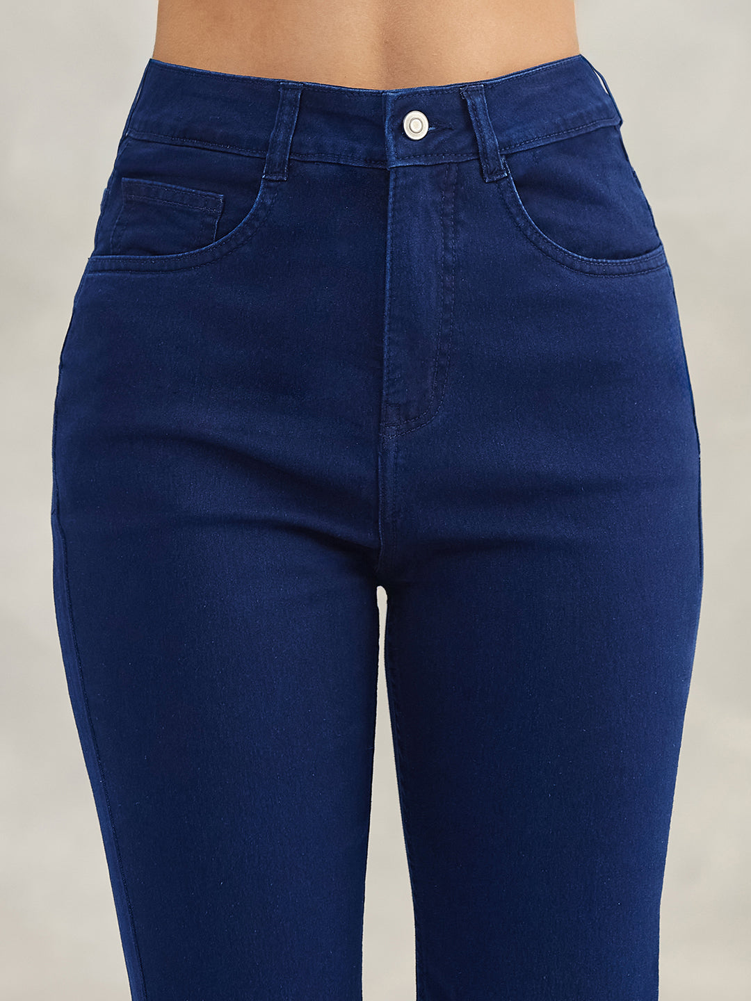 Women's Navy Blue Bootcut High-Rise Stretchable Shaping Denim Jeans