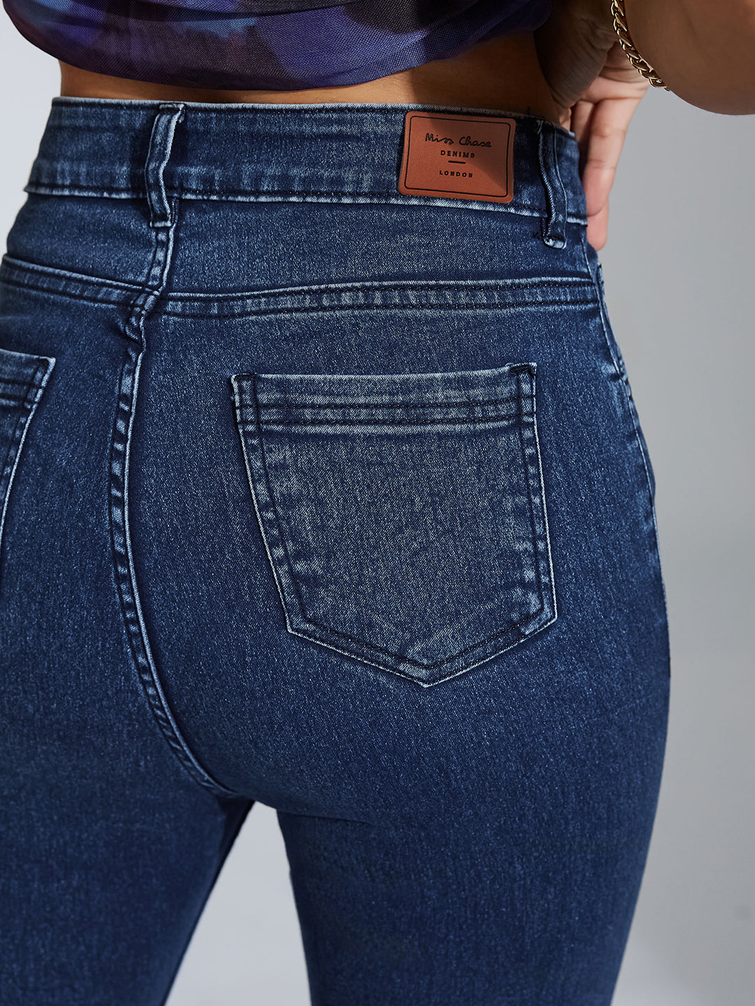 CHASEstretch™ Women's Blue Skinny-Fit High-Rise Clean-Look Cropped Stretchable Denim Jeans