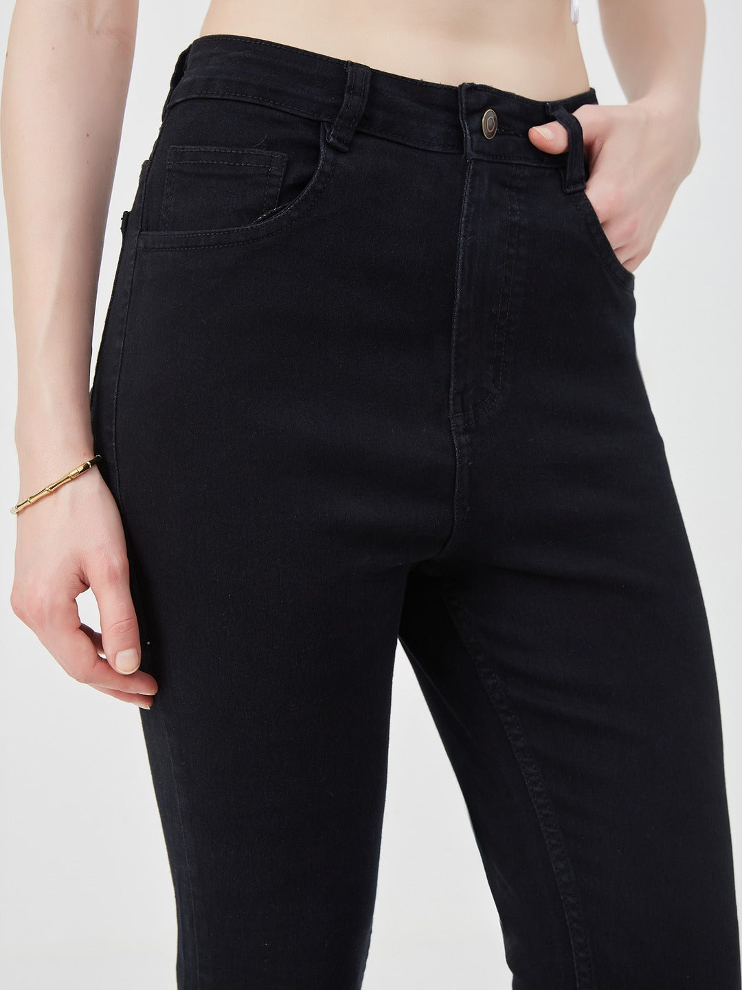 Black Skinny high-rise Regular Stretchable Denim Jeans for Women