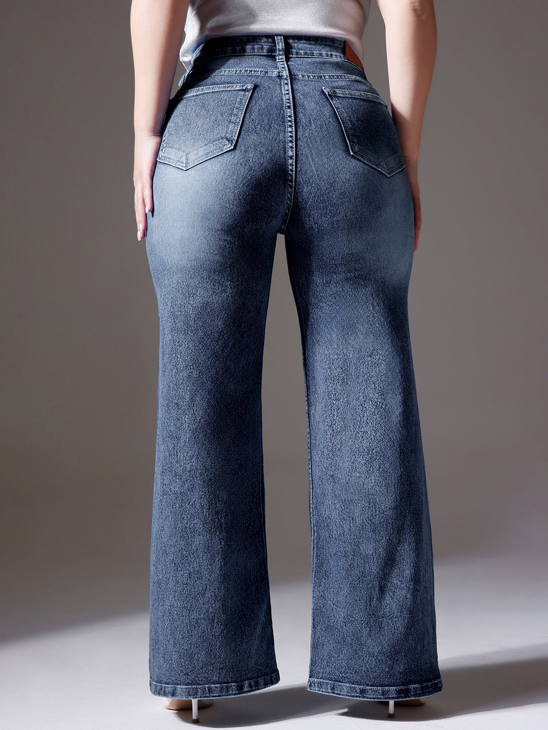 CHASEShape™ Light Blue Wide-Leg High-Rise Clean-Look Regular-Length Stretchable Denim Jeans