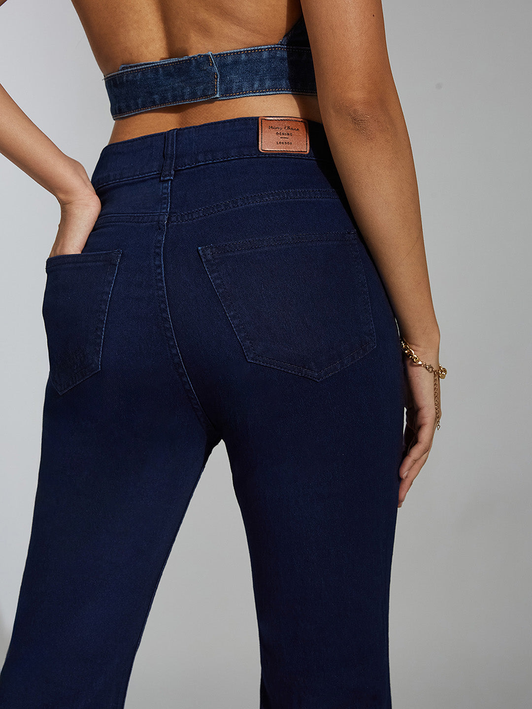 CHASEshape™ Navy-Blue Bootcut High-Rise Denim Jeans