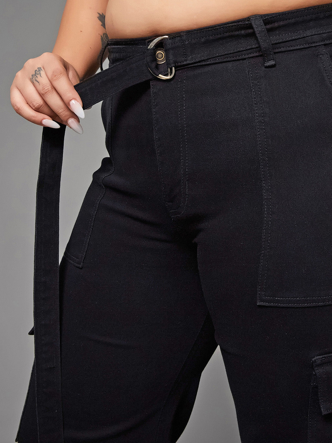 24/7 Comfort Black Wide-Leg High-Rise Stretchable Denim Jeans