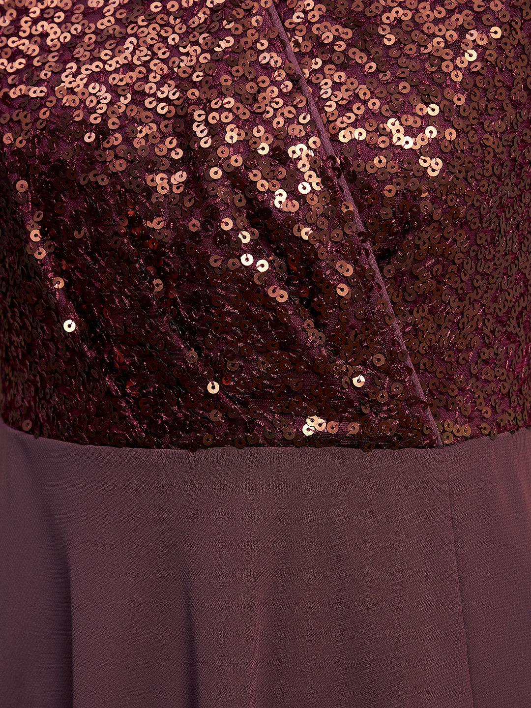 Women's Mauve & Wine V-Neck Sleeveless Embellished Wrap Maxi Dress