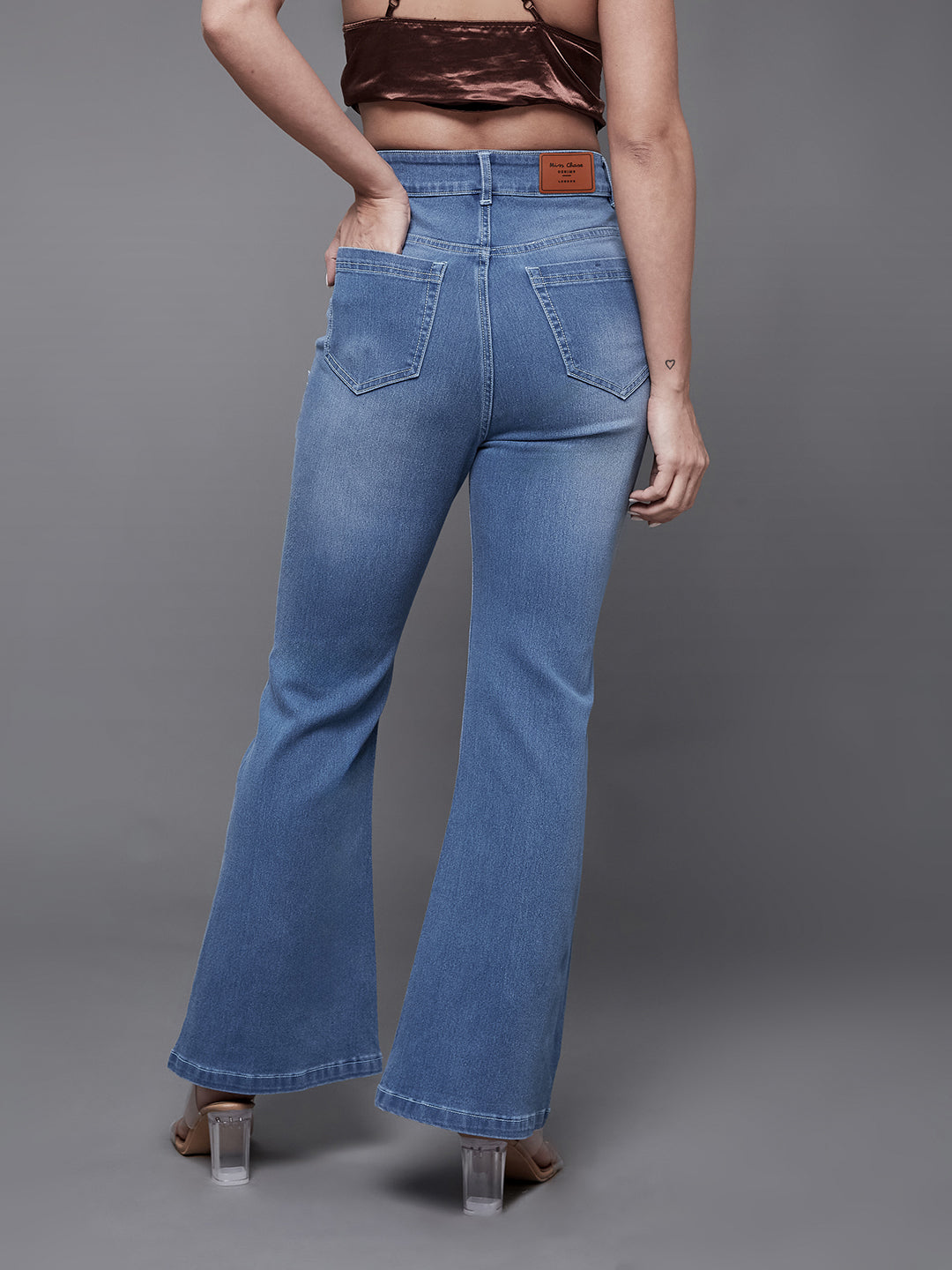 CHASEshape™ Mid-Blue Bootcut High-Rise Stretchable Denim Jeans