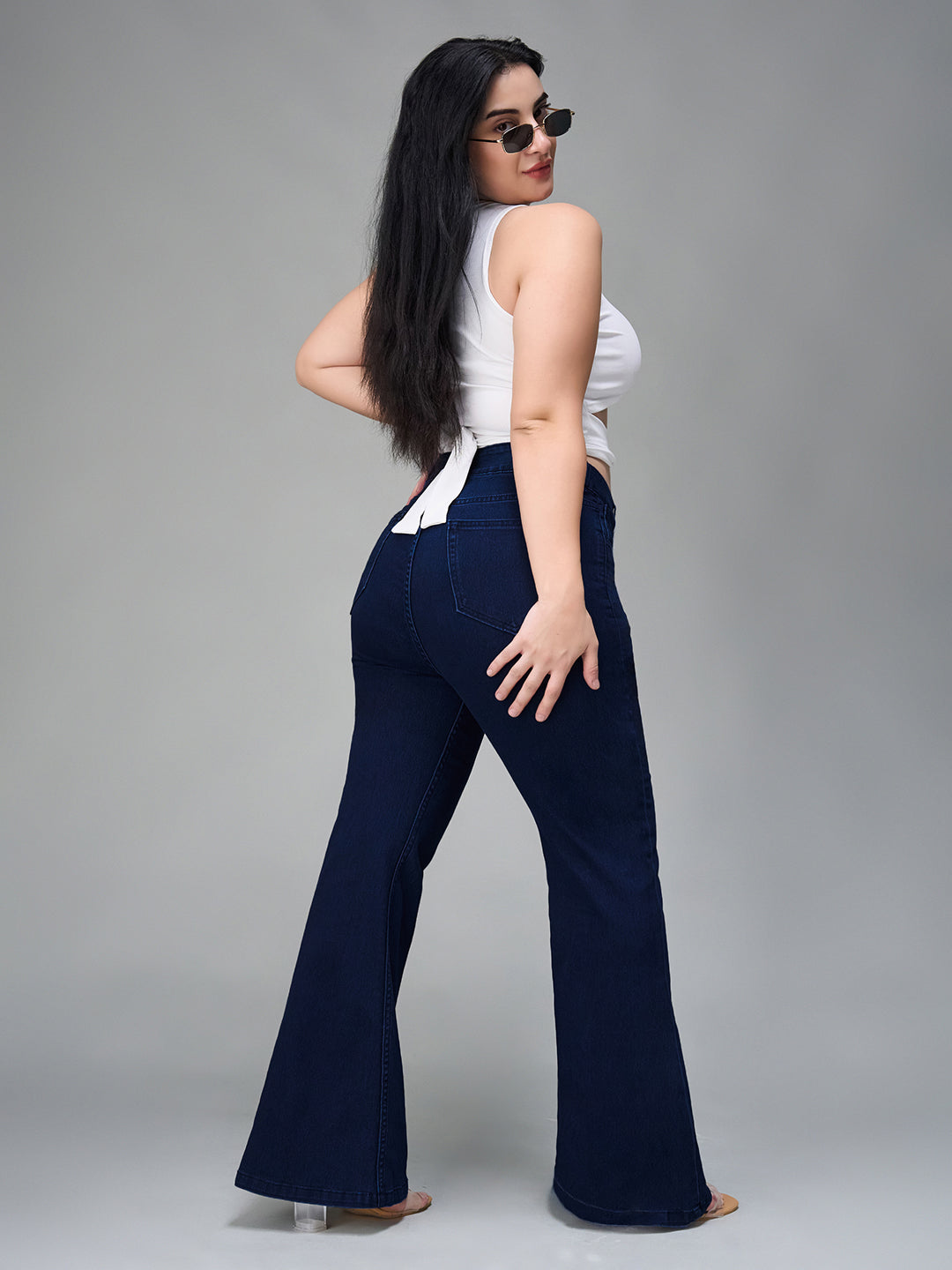 CHASEshape™ Navy-Blue Bootcut High-Rise Stretchable Denim Jeans