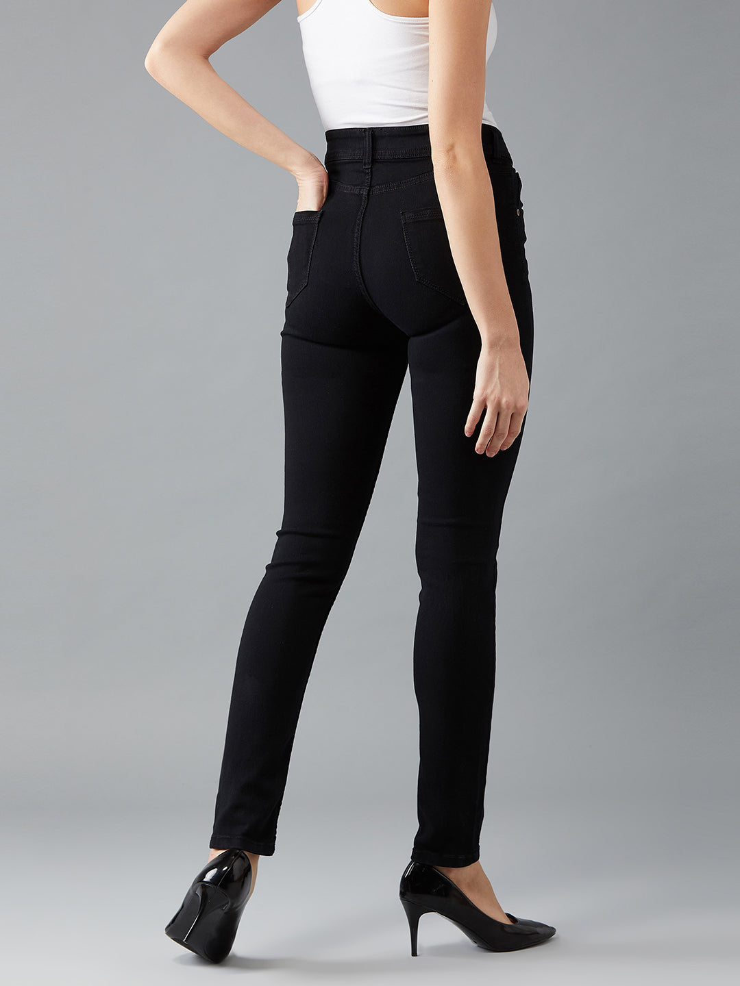 24/7 Comfort Black Slim-Fit High-Rise Stretchable Denim Jeans