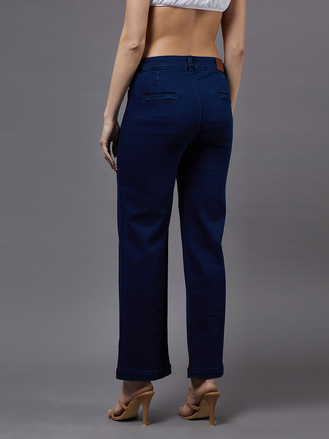 24/7 Comfort Navy-Blue flared High-Rise Stretchable Denim Jeans