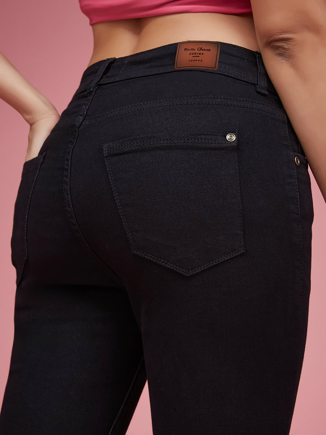 Women's Black Slim-Fit High-Rise Denim Jeans