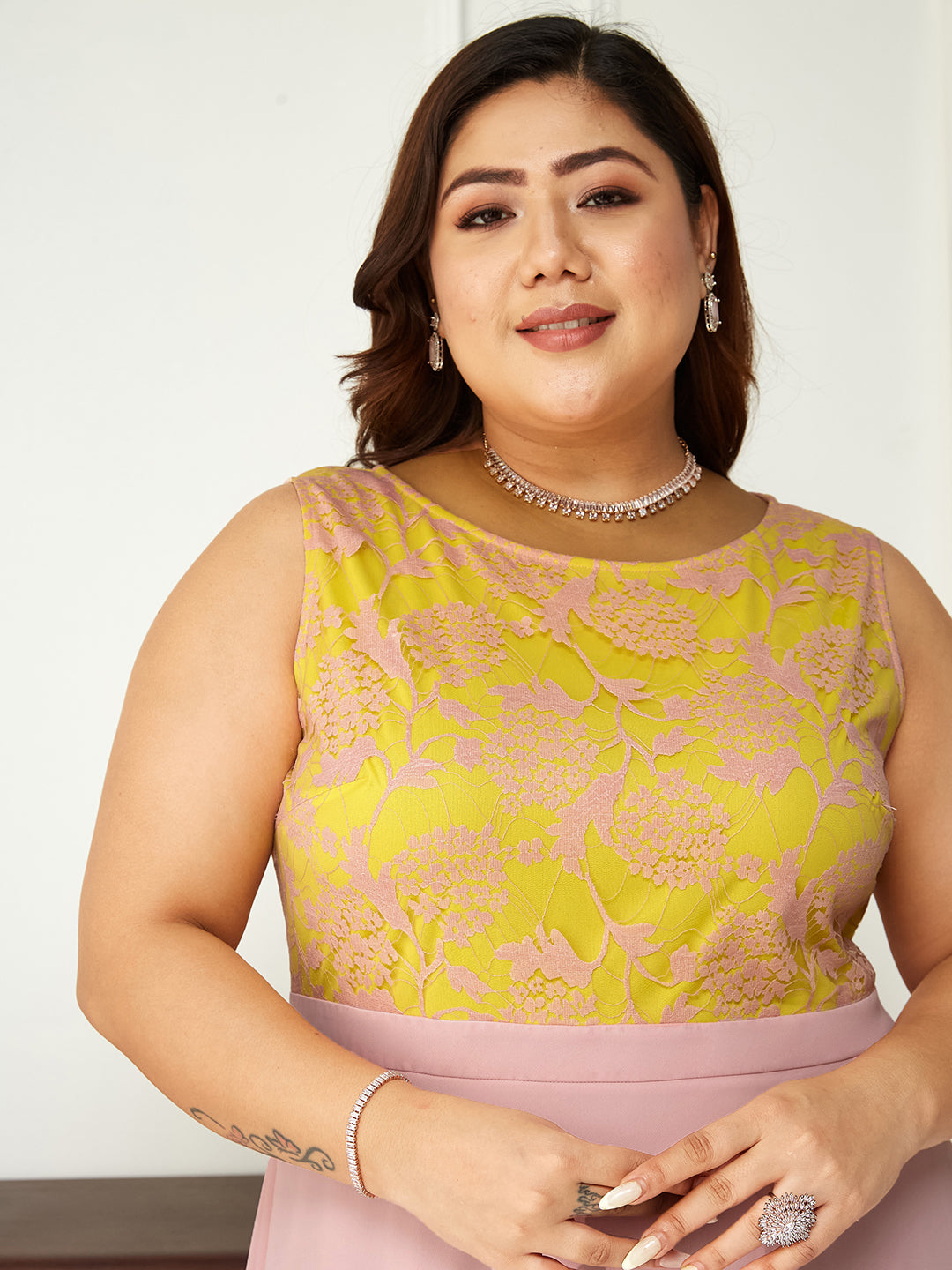 Body Bliss Dusty Pink Lace Maxi Dress