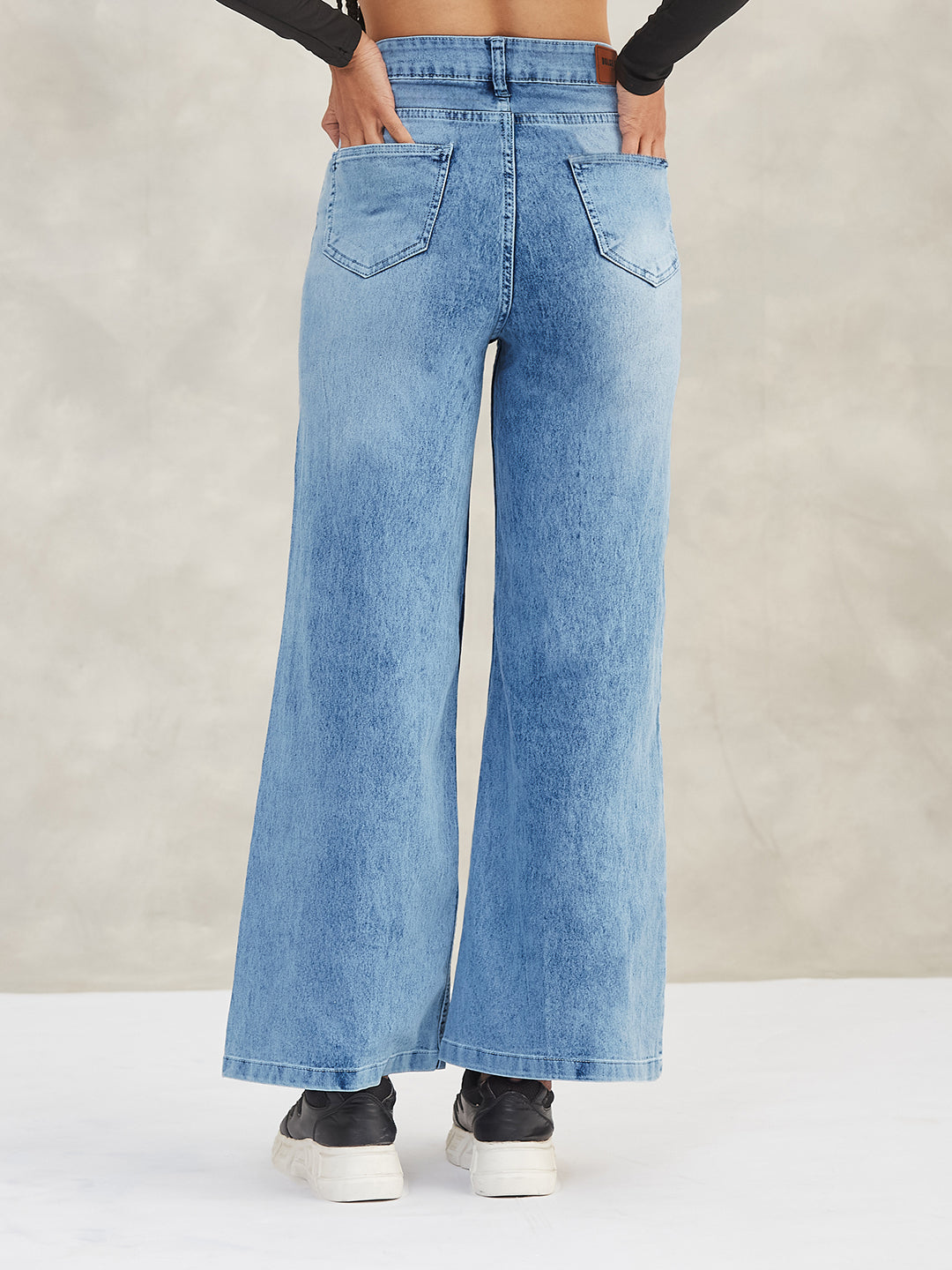 CHASEshape™ Light-Blue Wide-Leg High-Rise Stretchable Denim Jeans for Women