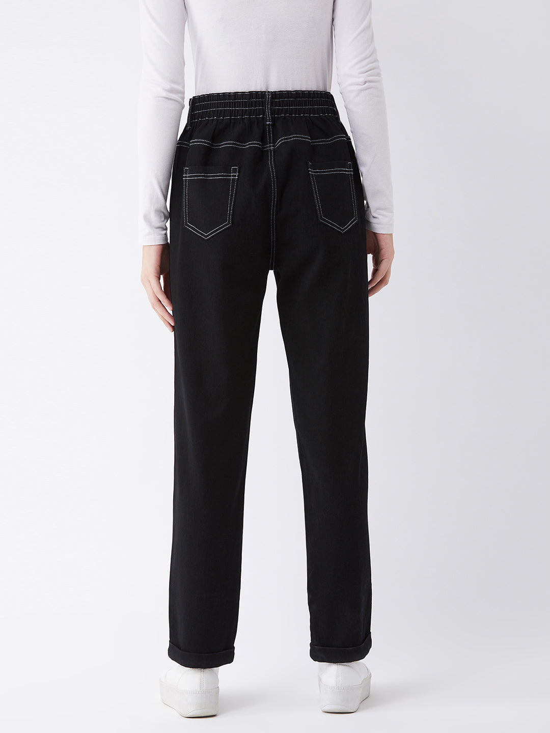Women's Black Mom's Jean High-Rise Stretchable Denim Jeans