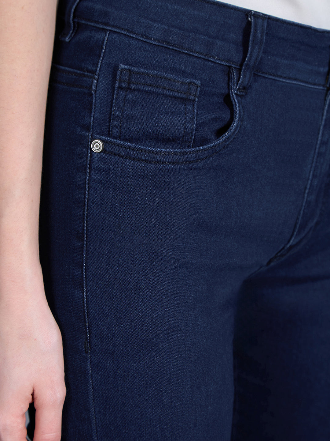 24/7 Comfort Workwear Women's Navy Blue Skinny Fit Mid Rise Regular Length Denim Stretchable Jeans