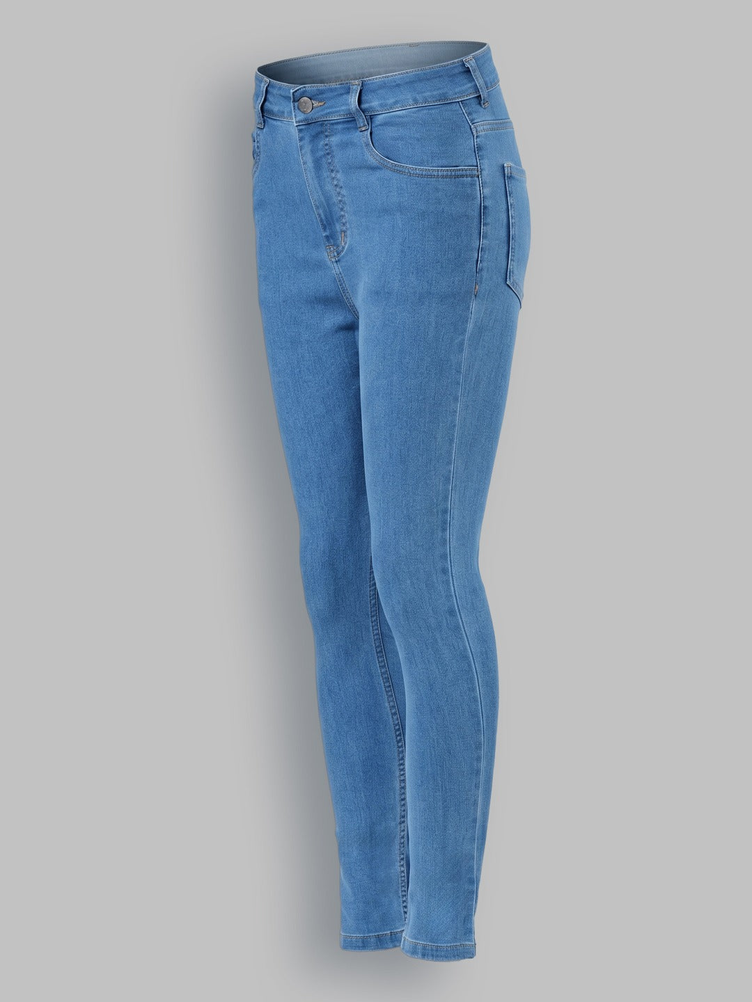 Blue Solid Skinny High Rise Cropped Fringe Detailing Solid Stretchable Denim Jeans for Women