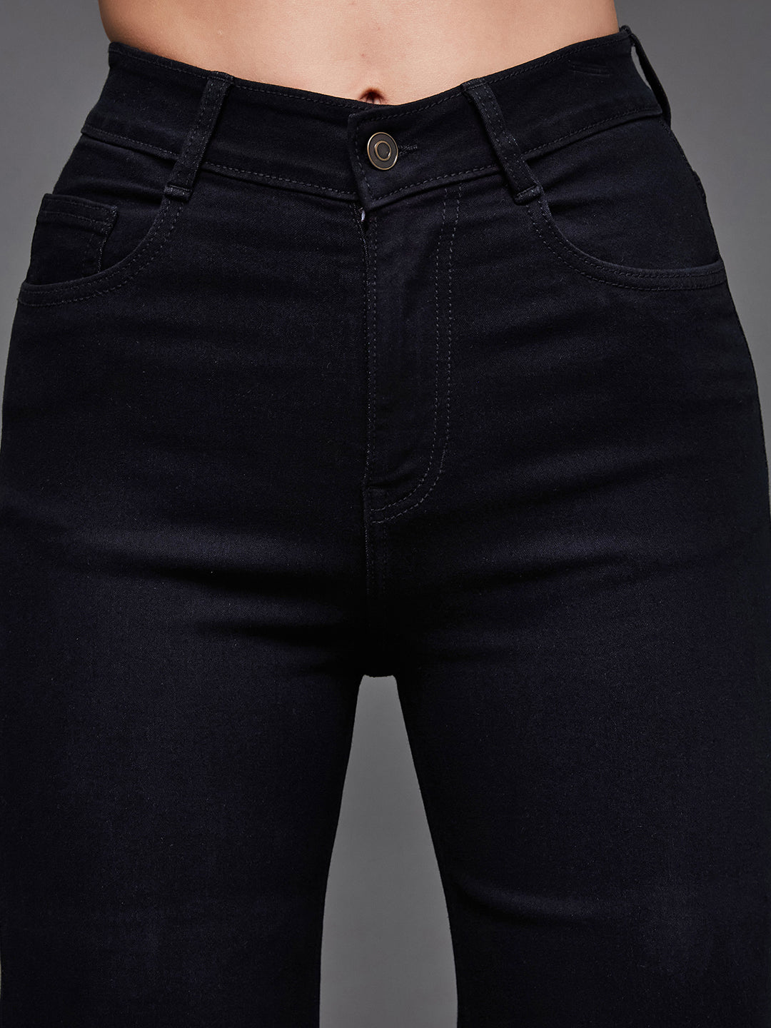 24/7 Comfort Black Wide-Leg High-Rise Stretchable Denim Jeans