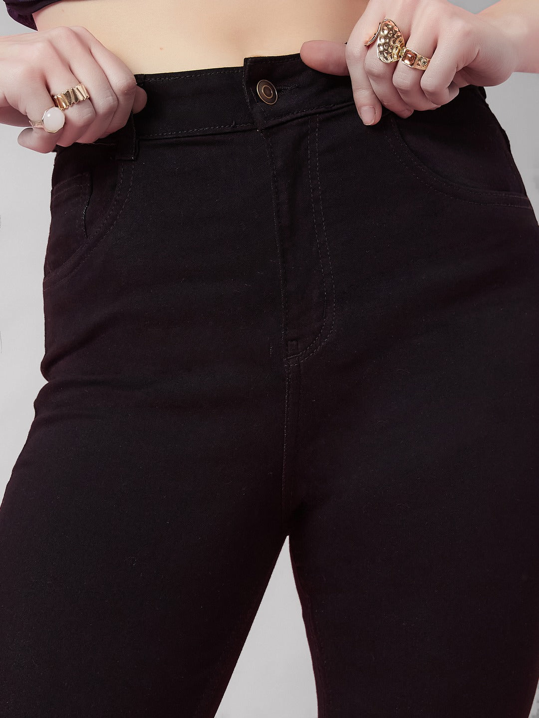 Black Skinny high-rise Regular Stretchable Denim Jeans for Women