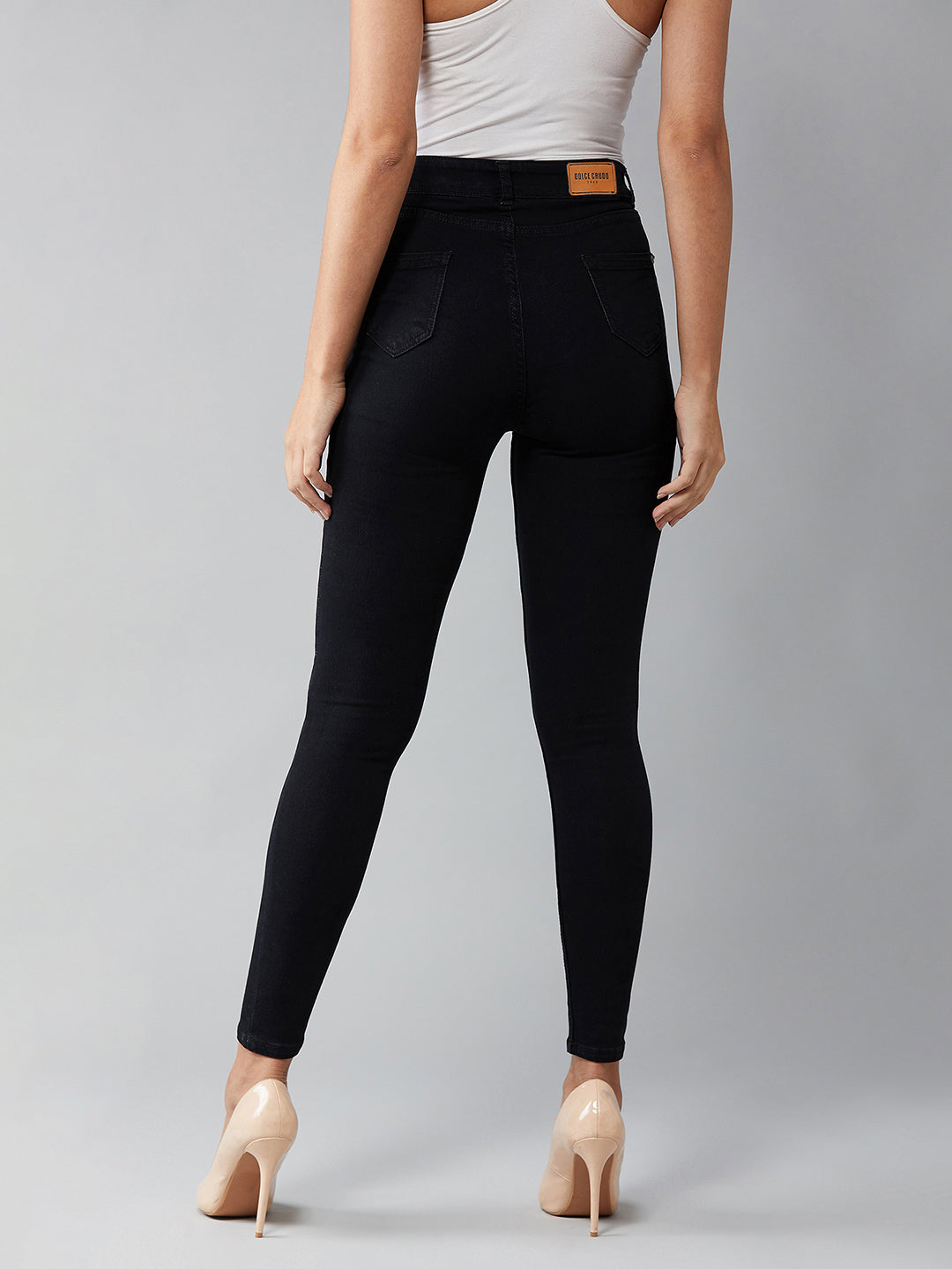 24/7 Comfort Black Skinny-Fit High-Rise Stretchable Denim Jeans