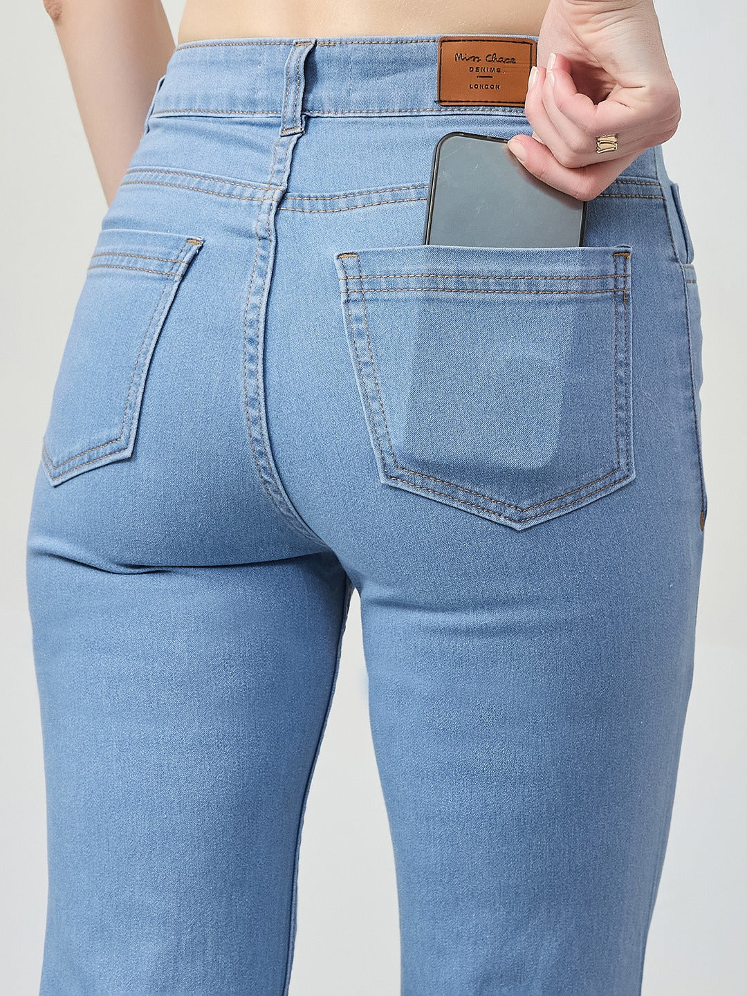 Light Blue Bootcut high-rise Regular Stretchable Denim Jeans for Women