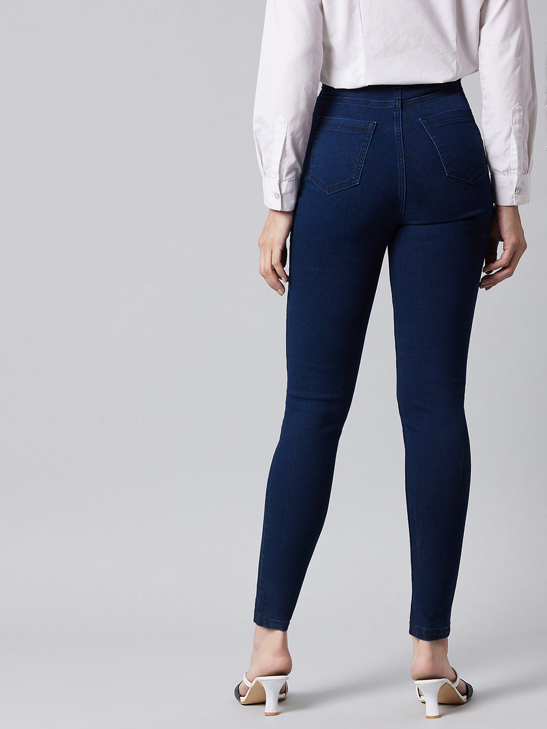 Women's Navy-Blue Skinny-Fit High-Rise Stretchable Denim Jeans