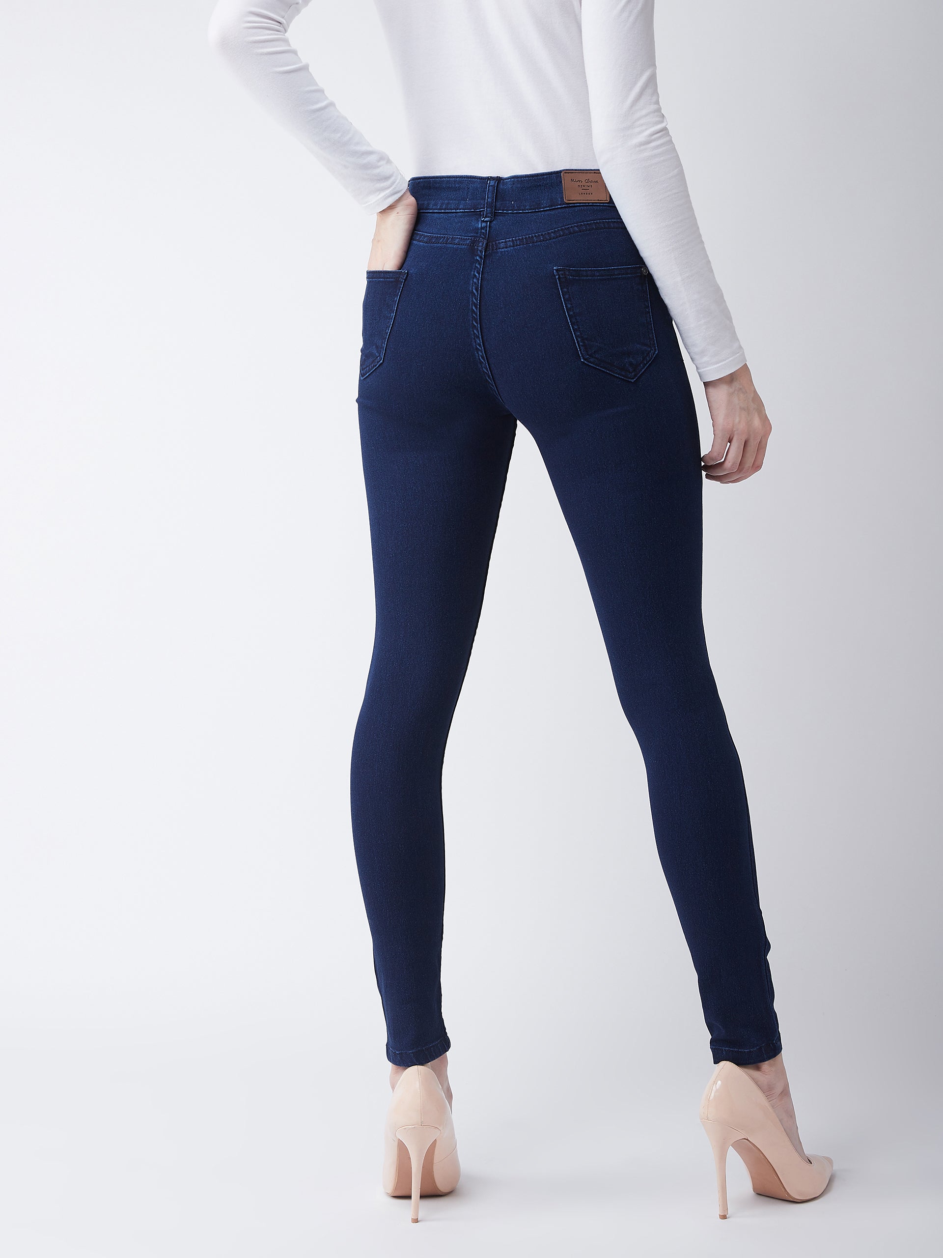 24/7 Comfort Navy-Blue Skinny-Fit Mid-Rise Stretchable Denim Jeans