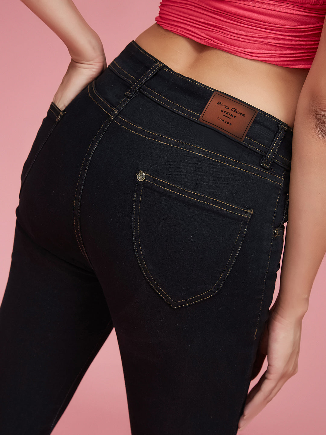 24/7 Comfort Black Skinny High-Rise Side-Slit Solid Ankle Length Stretchable Denim Jeans