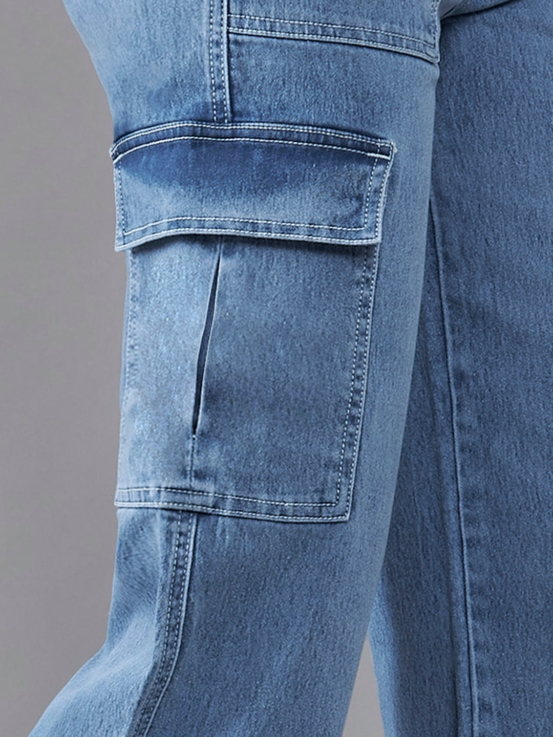 24/7 Comfort Mid-Blue Wide-Leg High-Rise Stretchable Denim Jeans