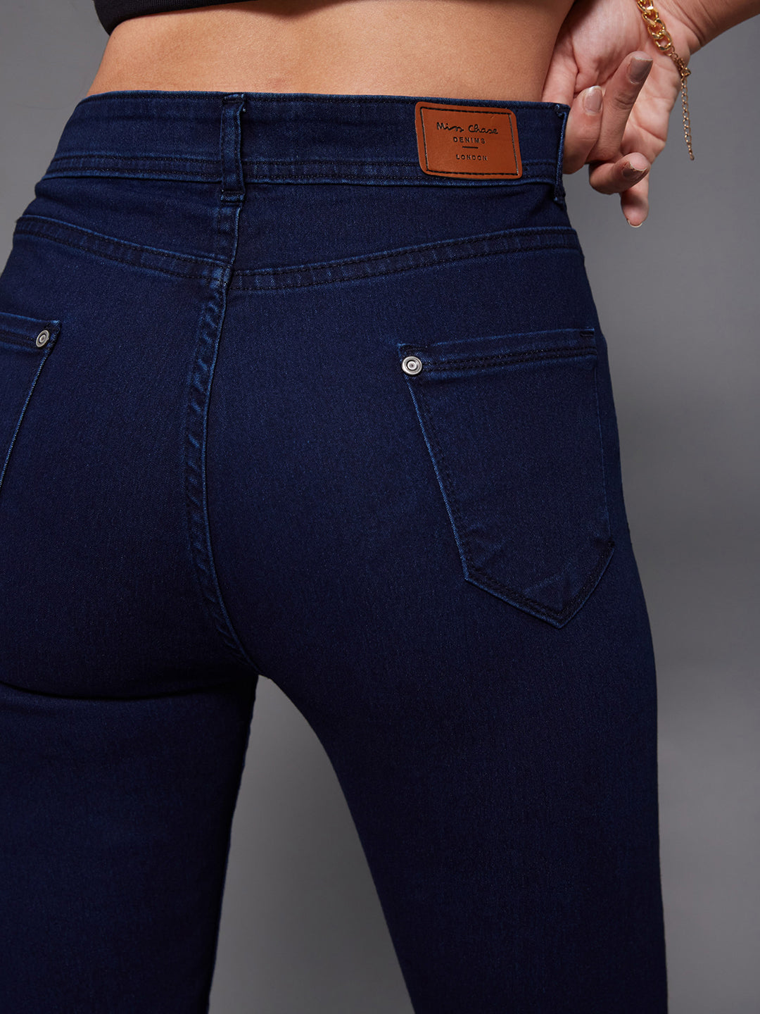 24/7 Comfort Navy-Blue Skinny-Fit Mid-Rise Stretchable Denim Jeans